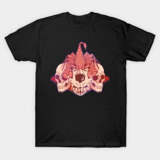 Skull cancer crab lobster red horror T-Shirt